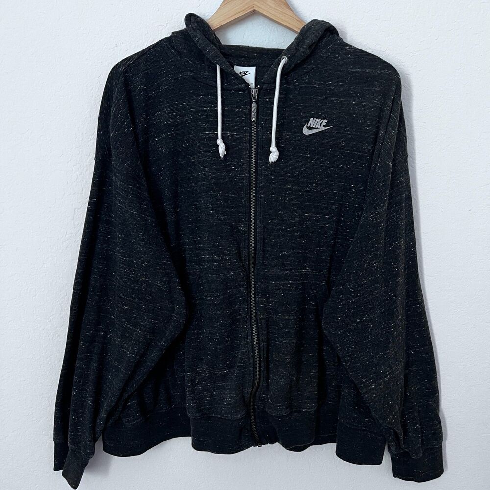 Nike Women's 3X Dark Gray Heather Gym Full Zip Hoodie Sweatshirt Jacket